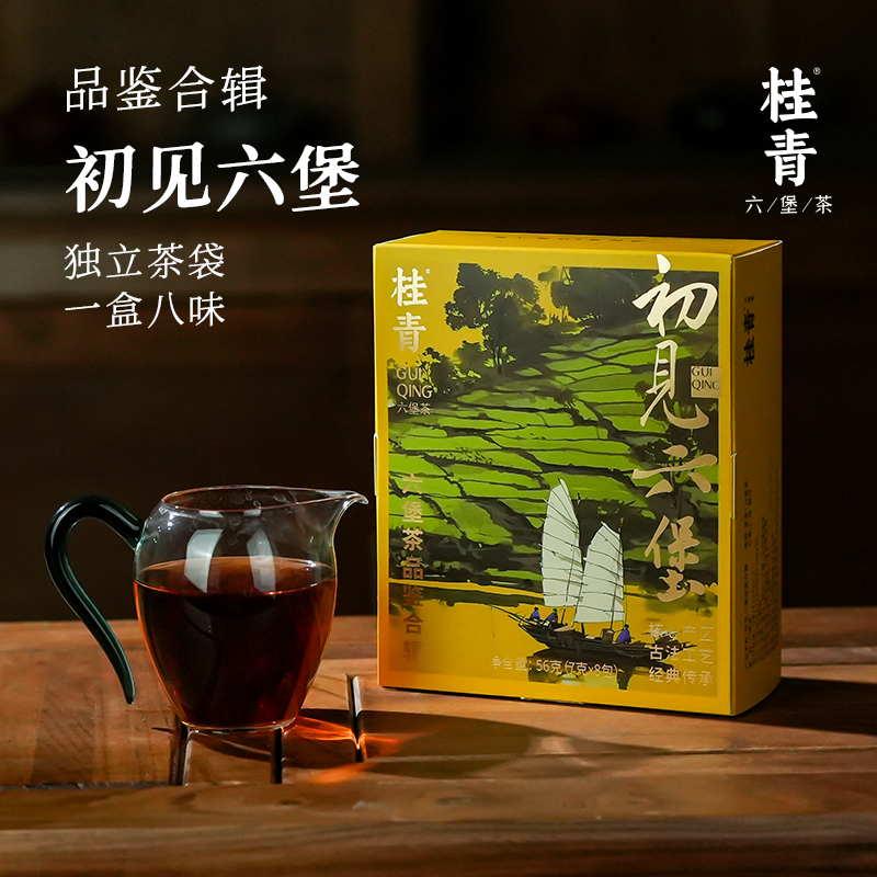 桂青8合1六堡茶合集初见六堡广西梧州六堡茶黑茶56g小师姐评茶