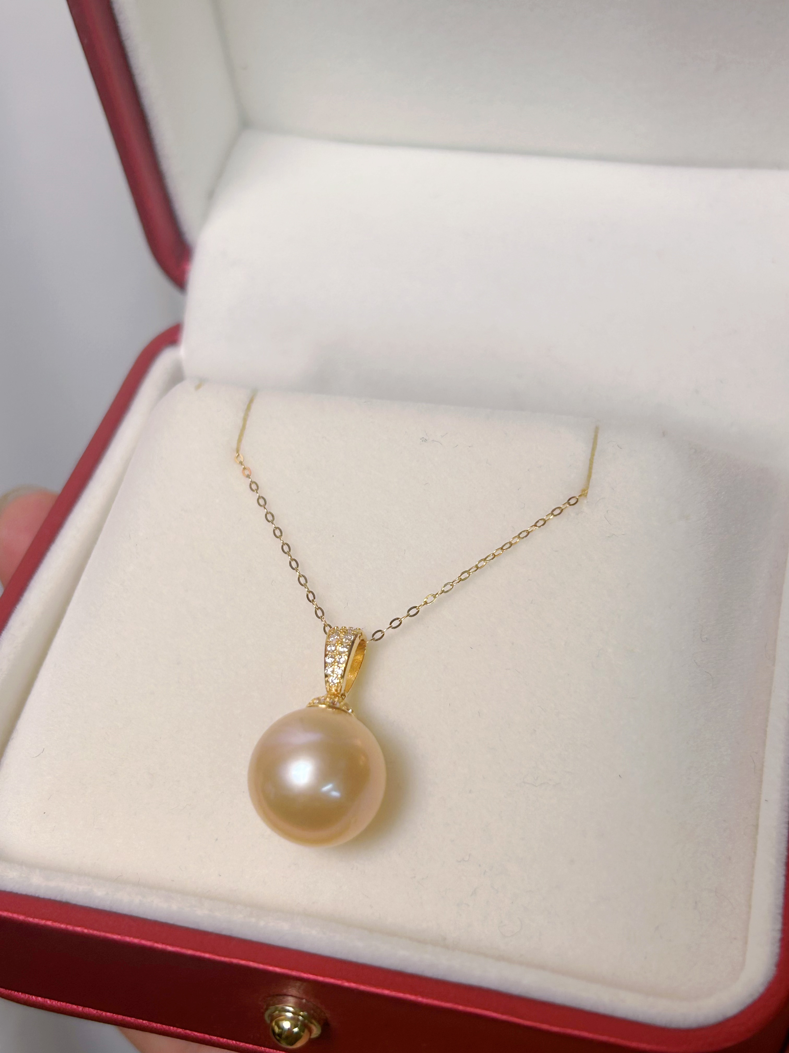 ‘’落日熔金”国货之光稀有色大龙珠珍珠吊坠+耳坠