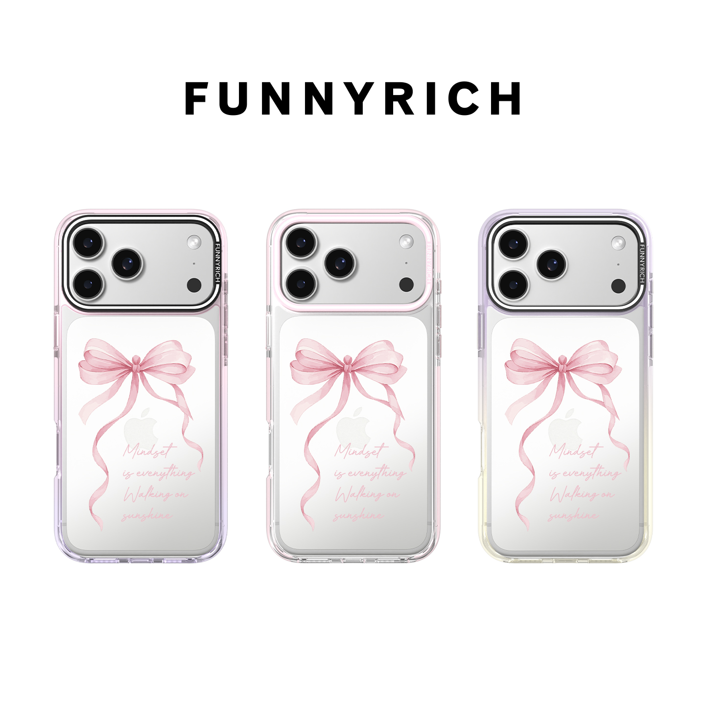 FUNNYRICH奶糖蝴蝶结适用iPhone17/16ProMax手机壳苹果渐变透明