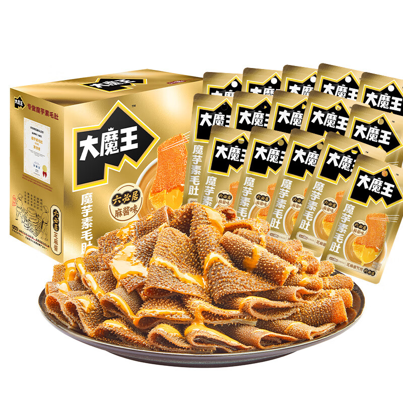 盐津铺子大魔王魔芋素毛肚360g盒装火锅麻酱味小零食休闲食品