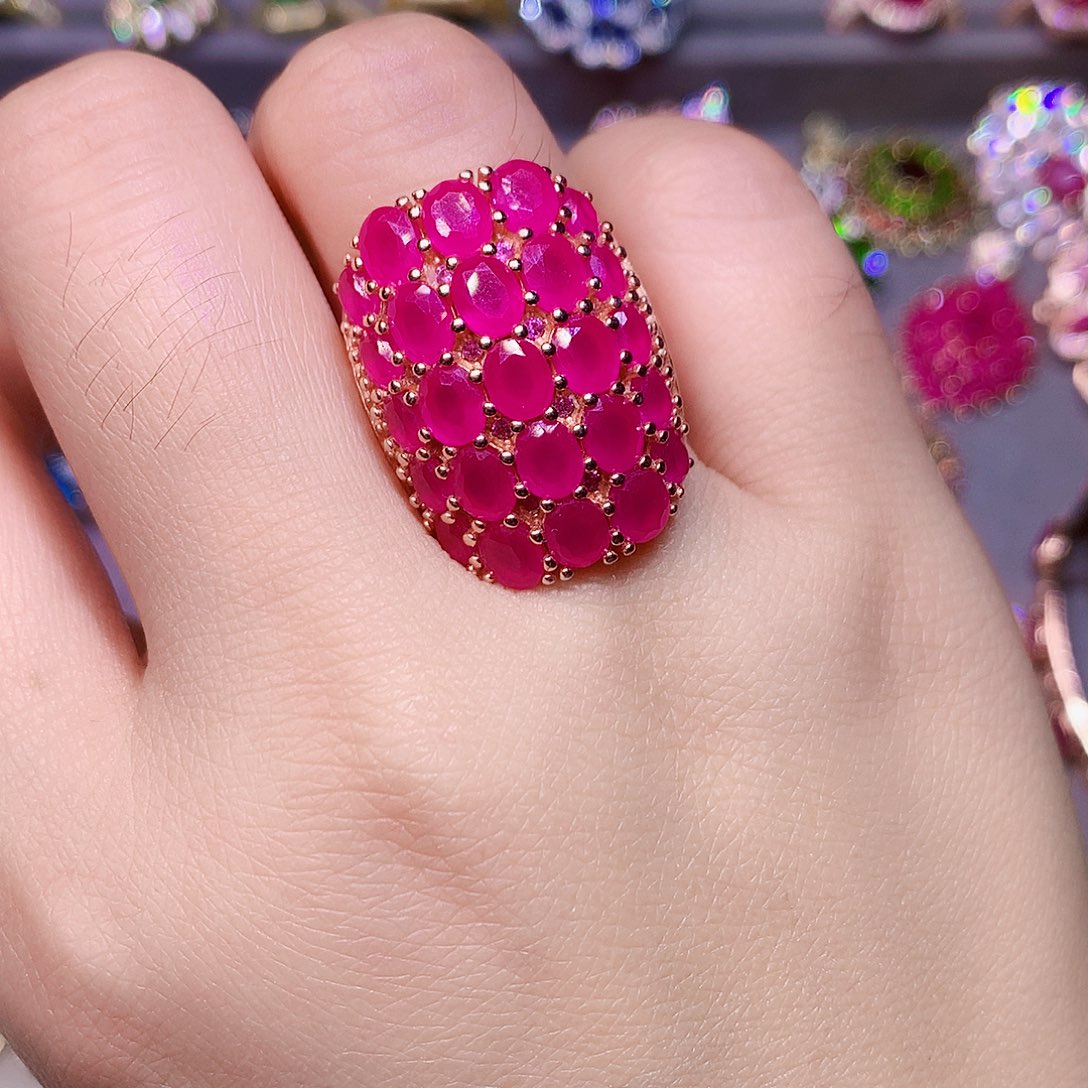 陌***人红宝石戒指银S925镶嵌