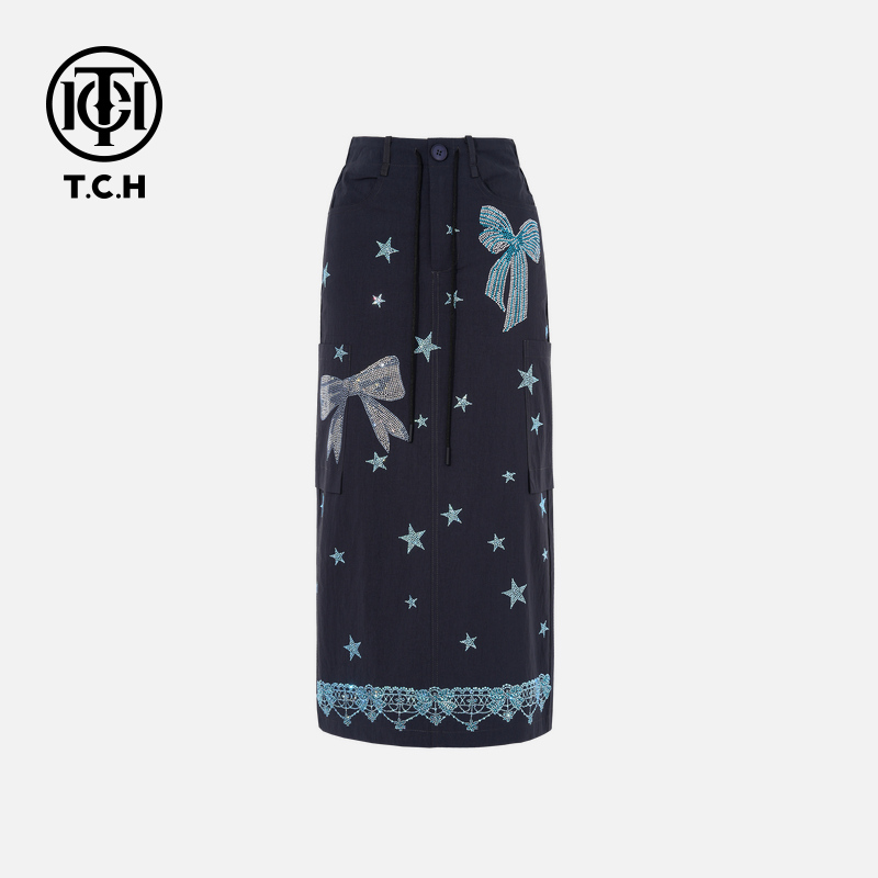 TCH私服烫钻工艺新时尚淑女百搭新潮流半裙女T75B22E5078轻奢tch