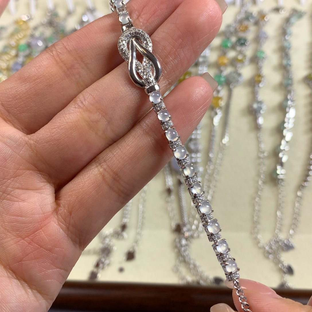 翡翠银S925镶嵌戒指手链
