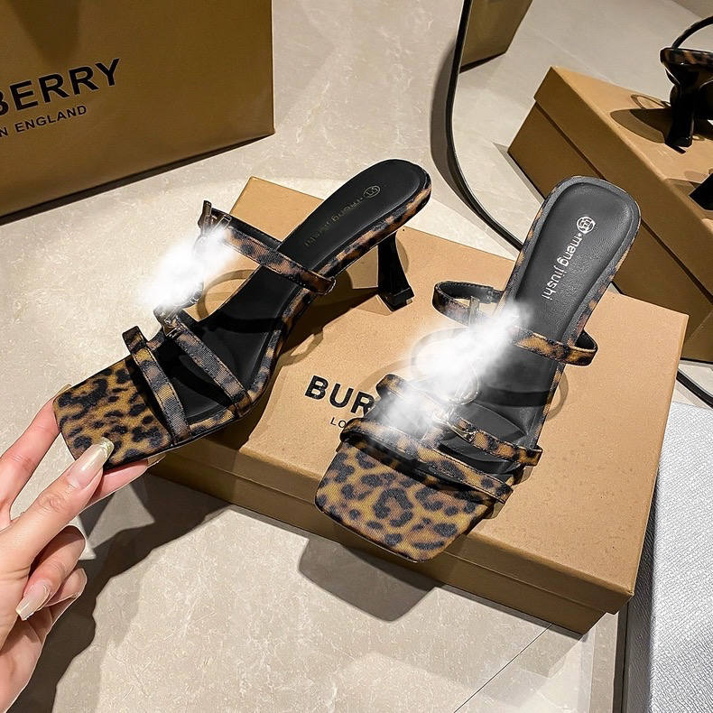 水钻方头后空时尚拖鞋女2025年夏季新款细跟一字拖高跟鞋588-1