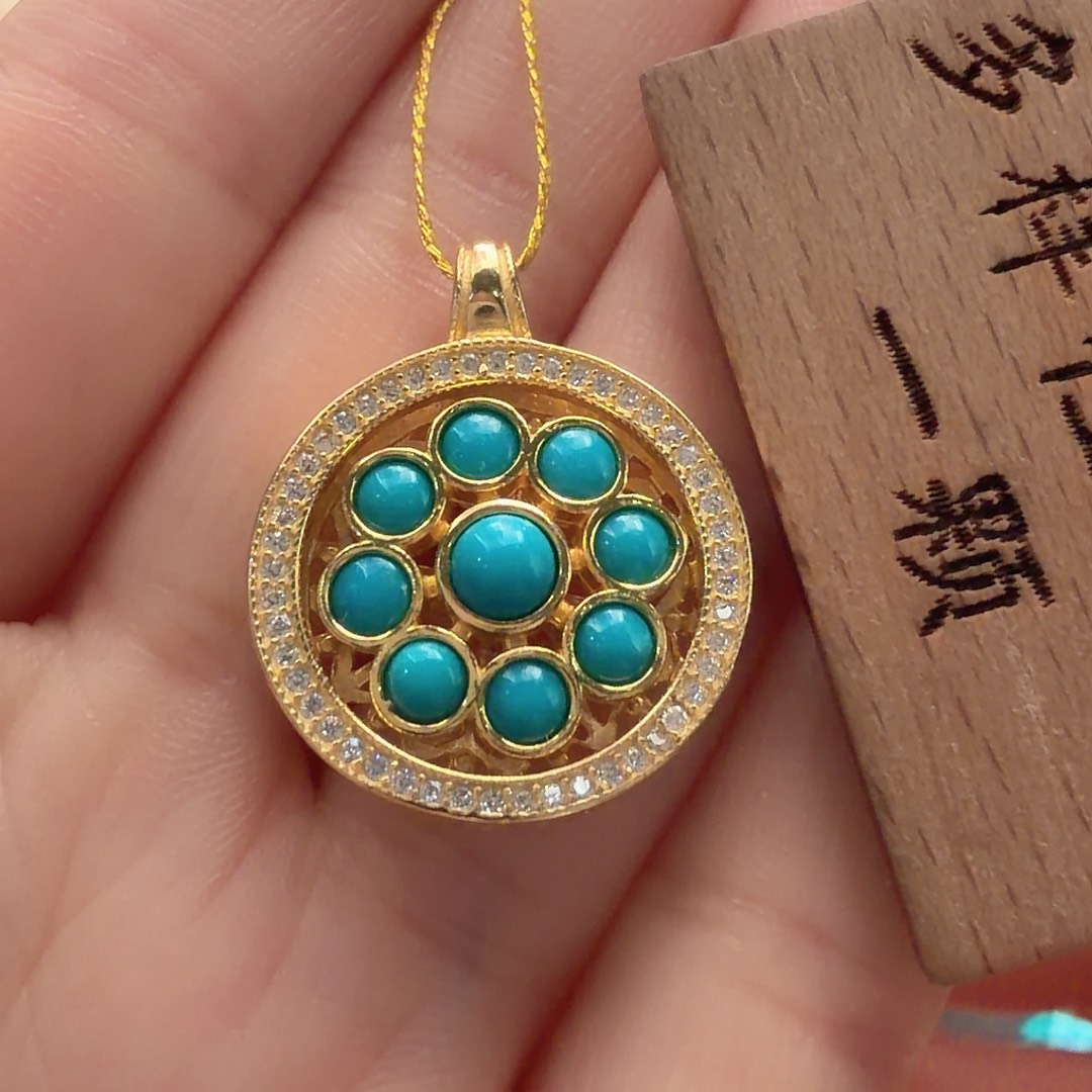 绿松石银S925镶嵌颈饰