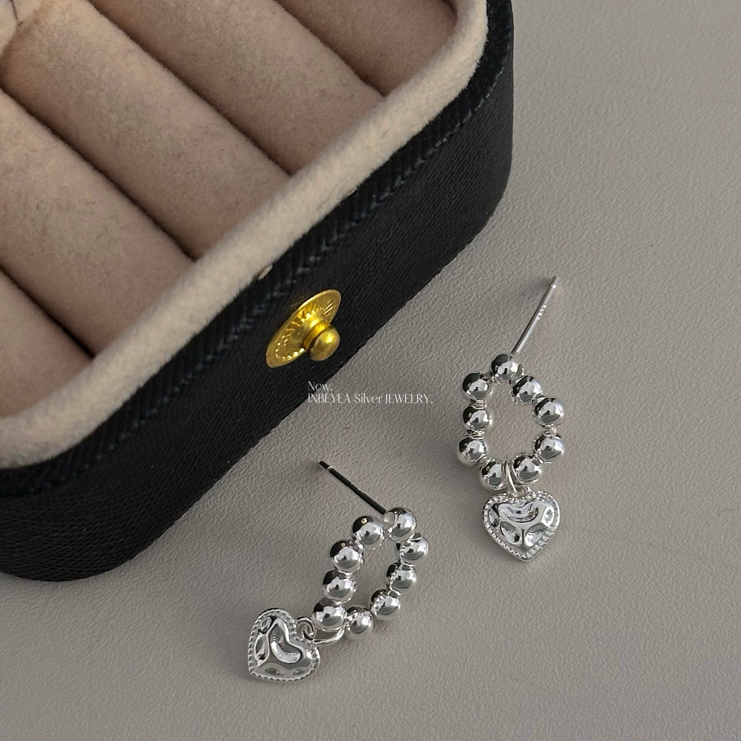 925银耳饰 爱心耳环 通体银 32489