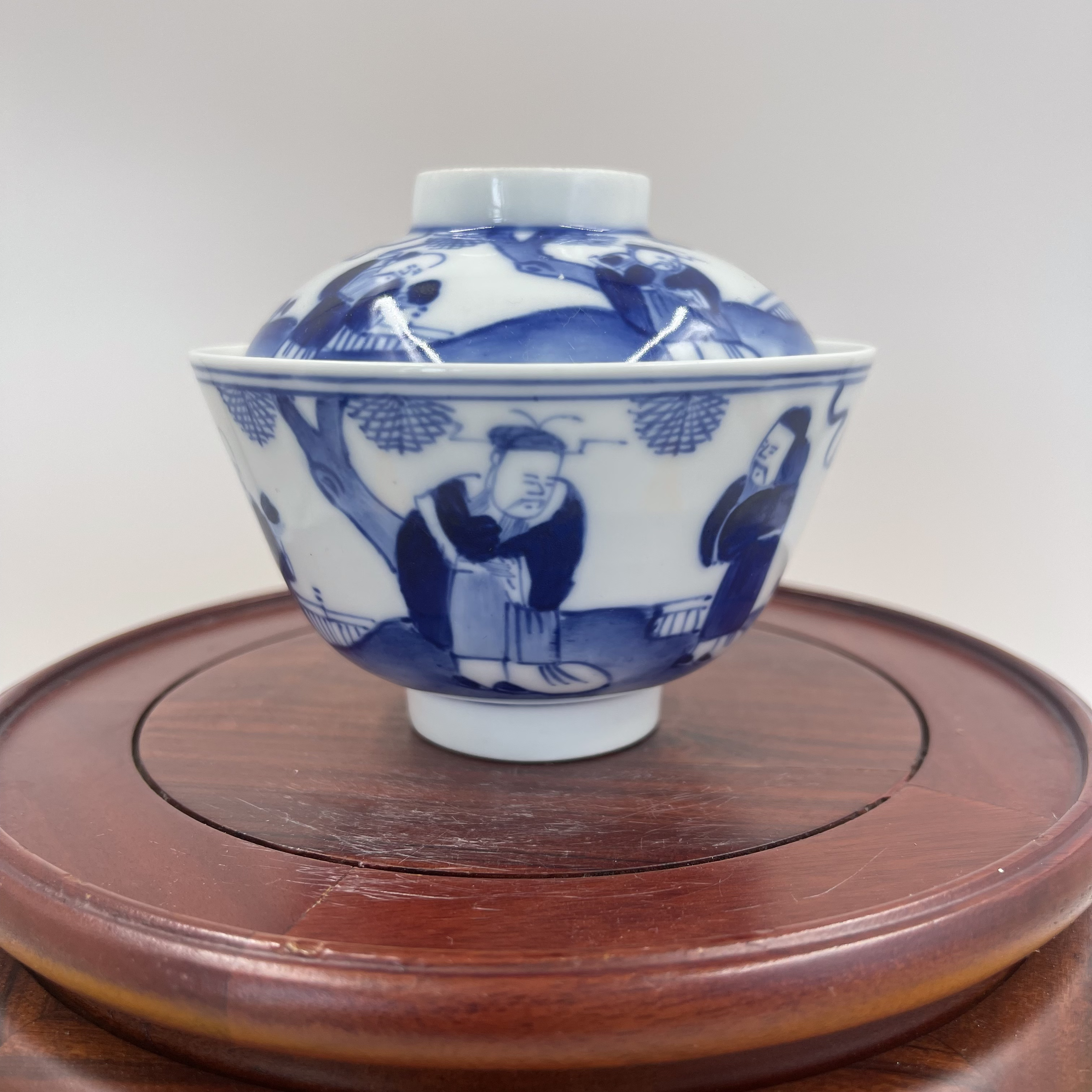 青花 福禄寿三星纹 两才盖碗   高8.8公分 口径10公分 全品  