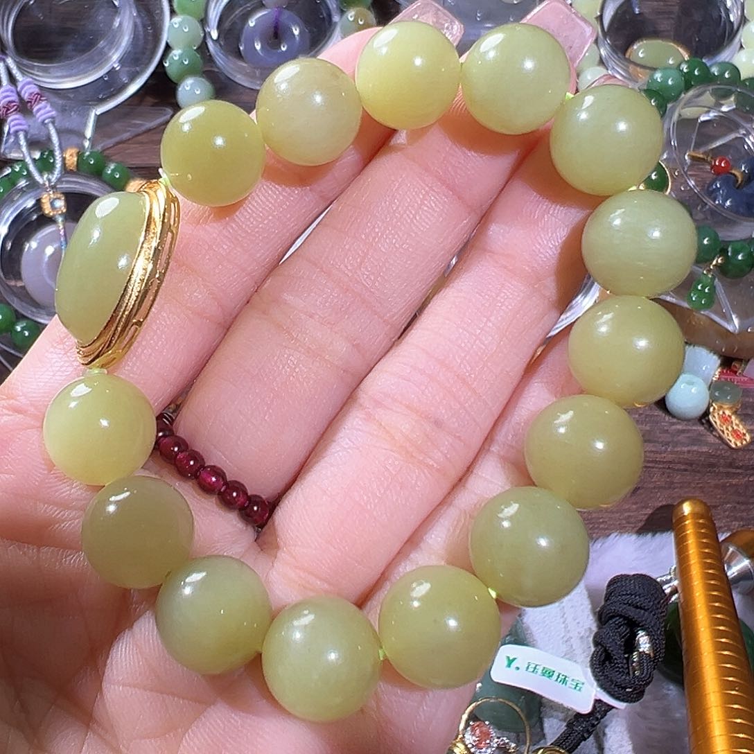 和田玉手链银S925镶嵌