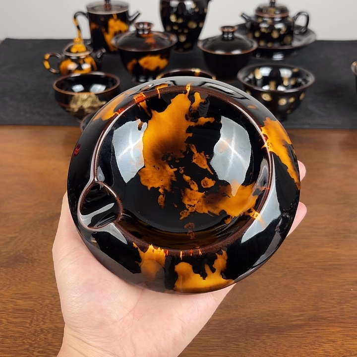 瓷玳瑁釉单人雪茄缸