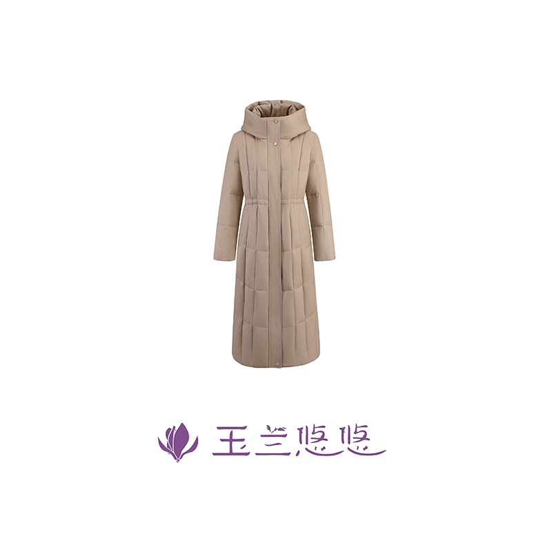 玉兰悠悠秋冬新款“纤云弄巧”长款收腰内里防静电保暖防寒鹅绒服
