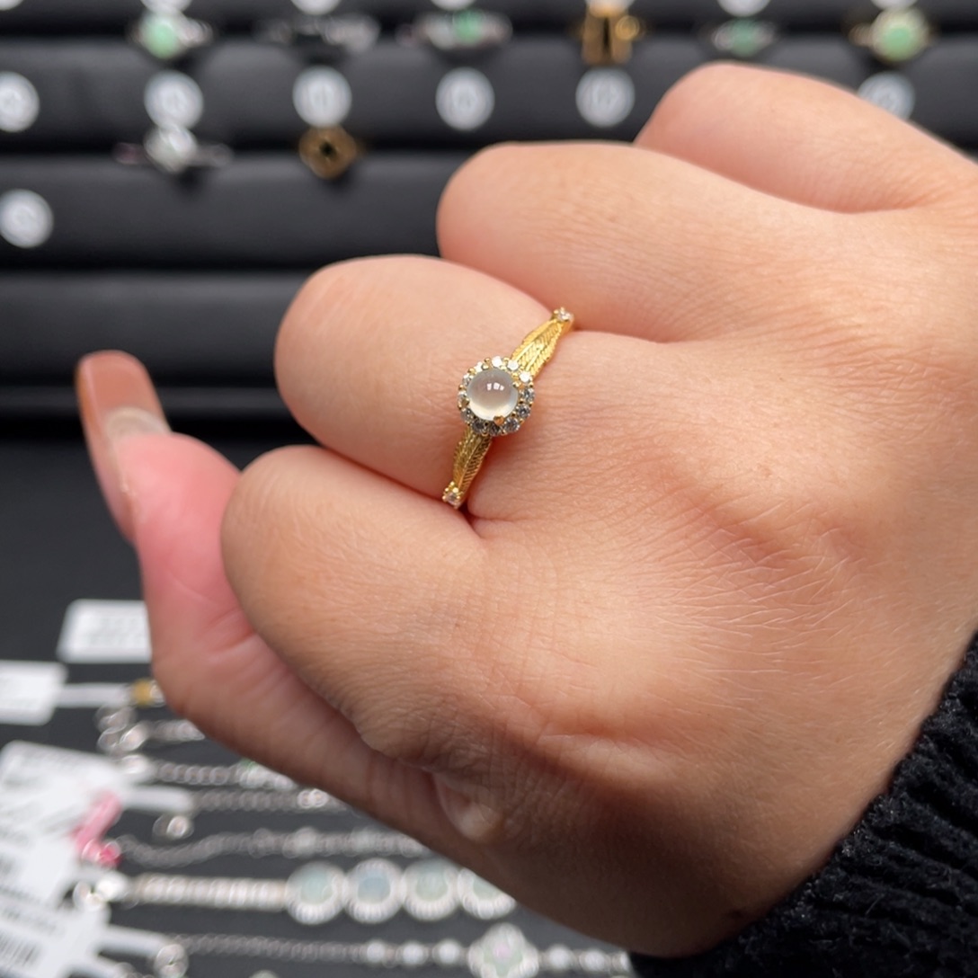 翡翠戒指银S925镶嵌戒指