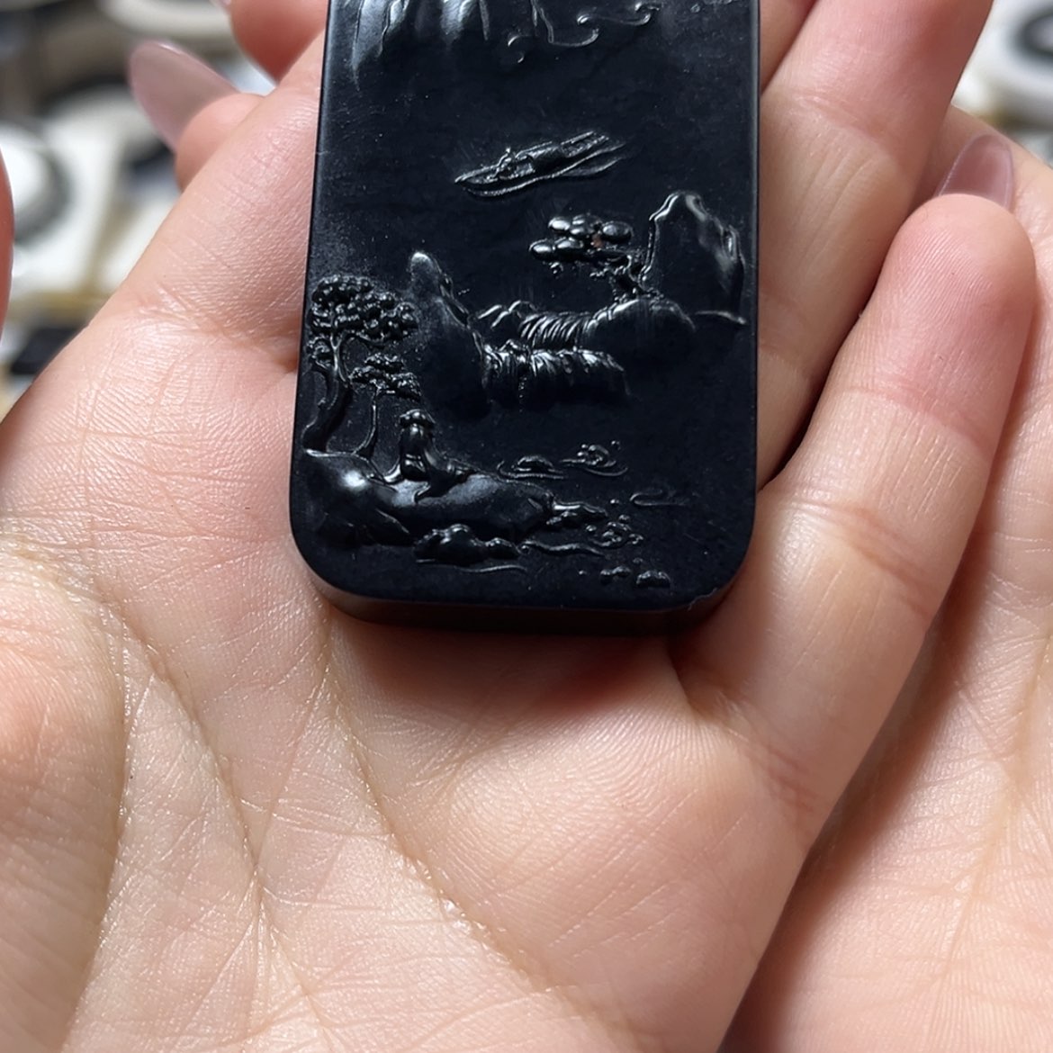 【闪购商品】和田玉（墨玉）山水带皮未镶嵌*️****