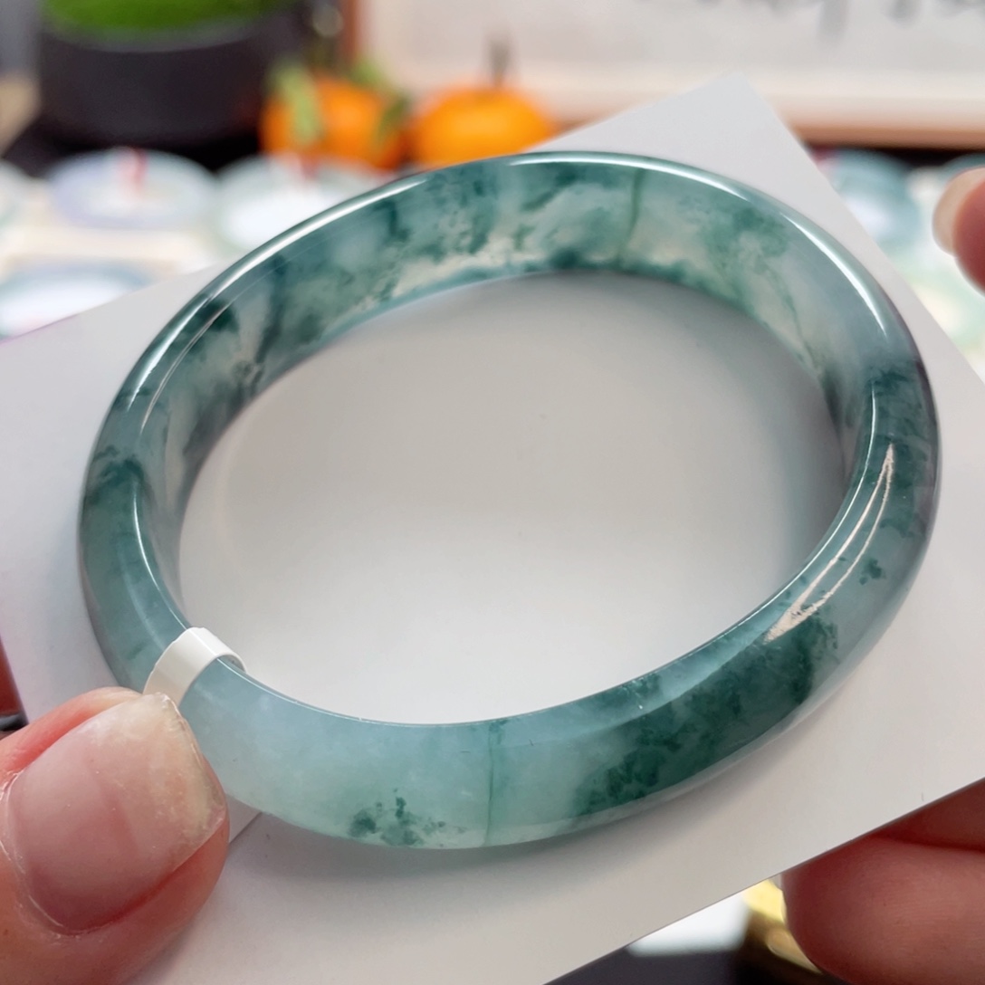 【闪购商品】翡翠手镯未镶嵌54贵妃冰透国风水墨10号