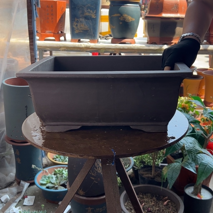 宜兴紫砂花盆40素面马槽