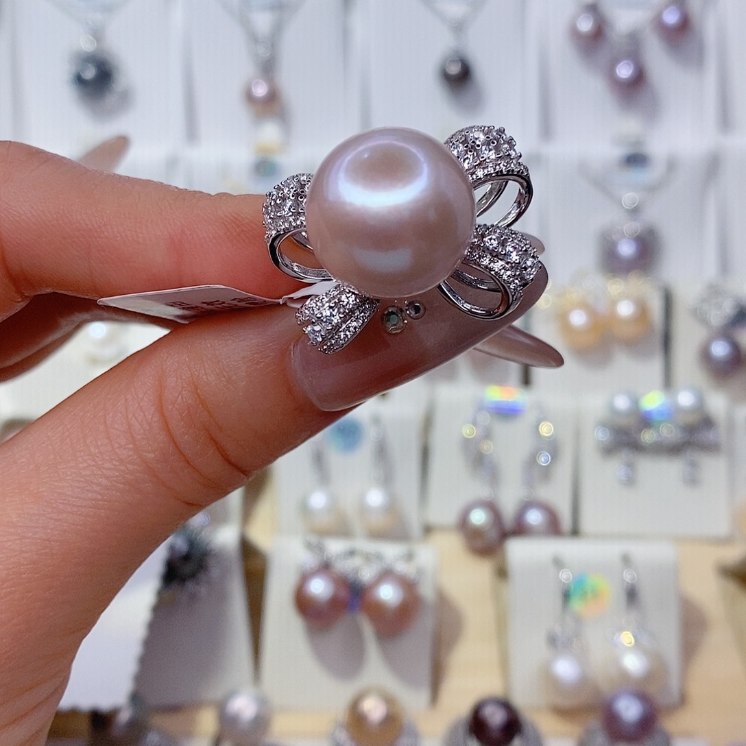 花***姐淡水珍珠银S925镶嵌戒指15➕