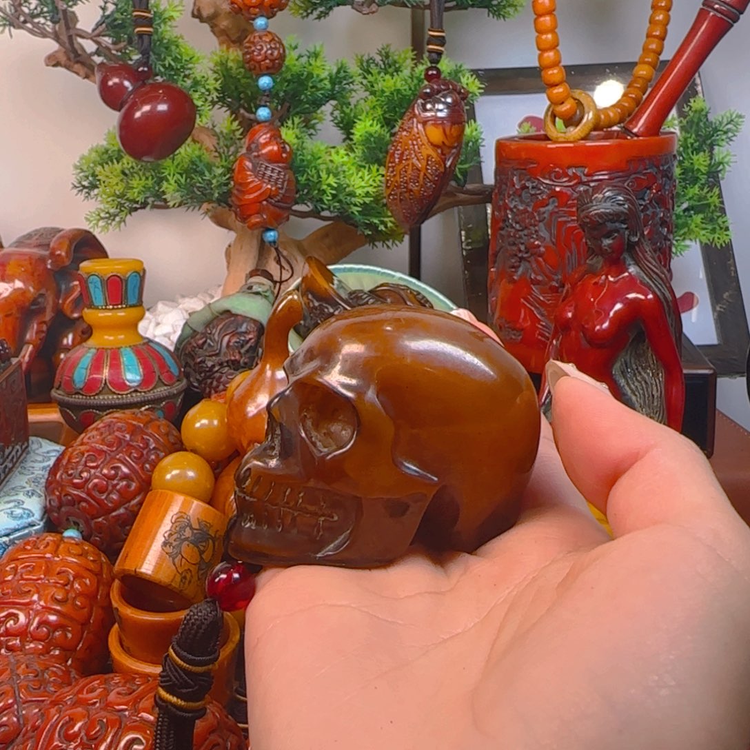 琥珀裸石未镶嵌手把