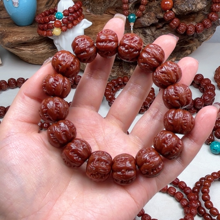 猴头核桃吊坠常**僧龙纹八棱18