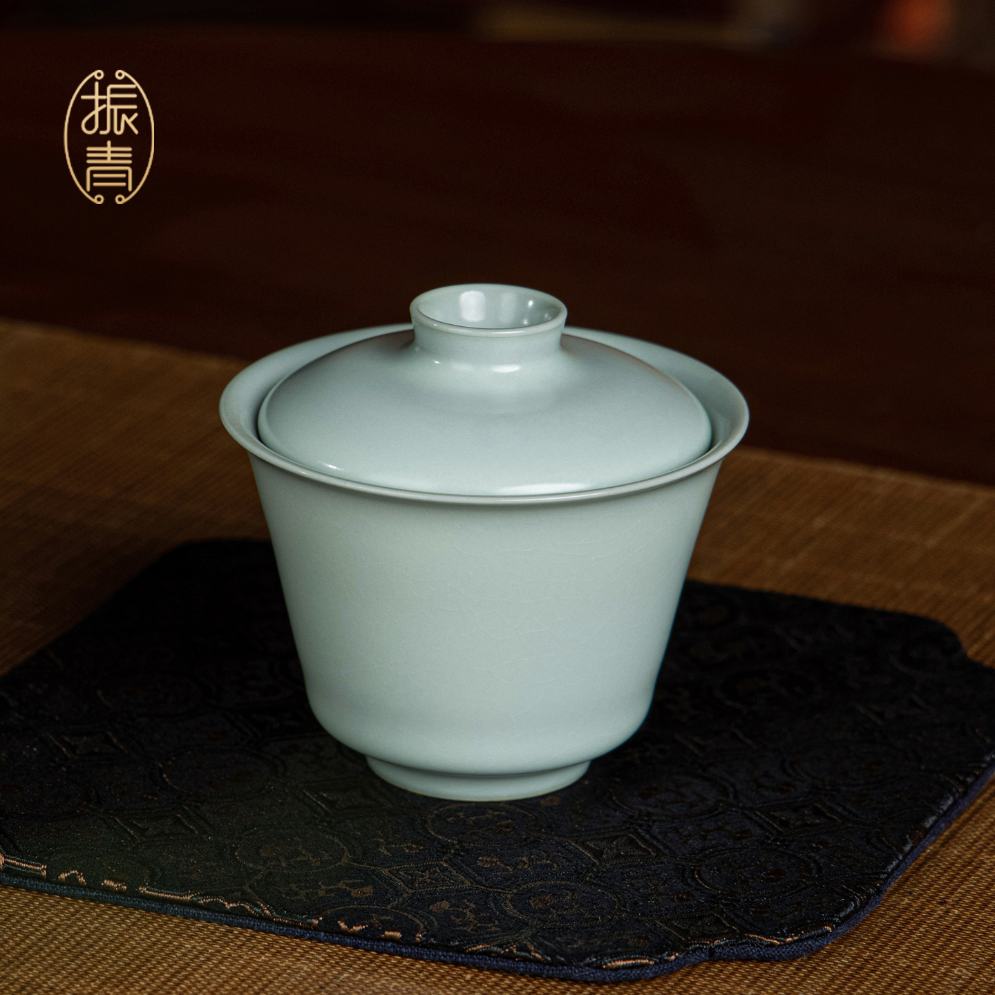 汝窑马蹄盖碗茶杯单个小号开片可养泡茶碗景德镇全手工天青色茶具