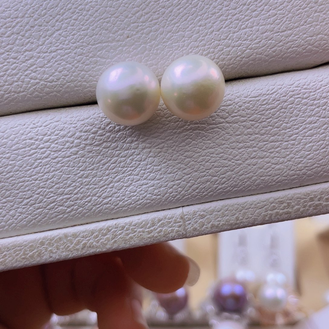 银S925镶嵌耳饰淡水珍珠