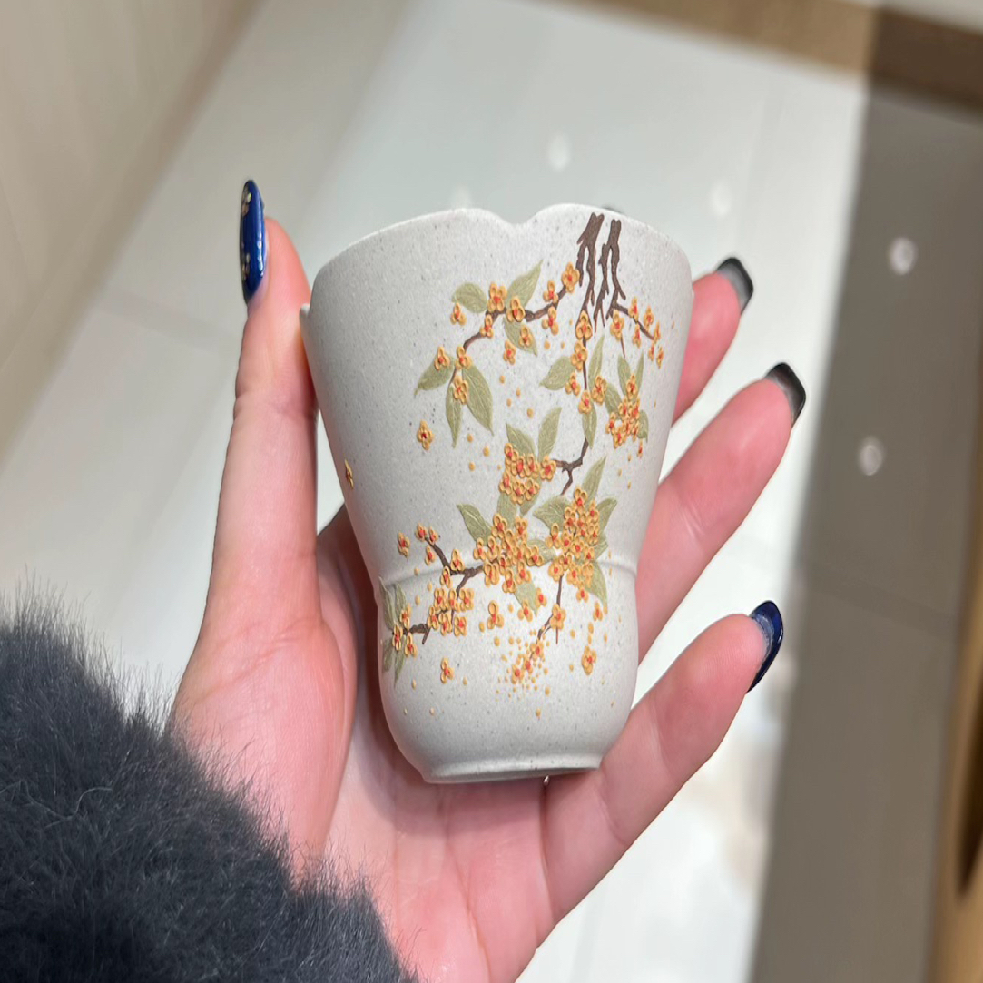 丹桂飘香桂花主人杯 白段泥 容量100cv左右，发桂花