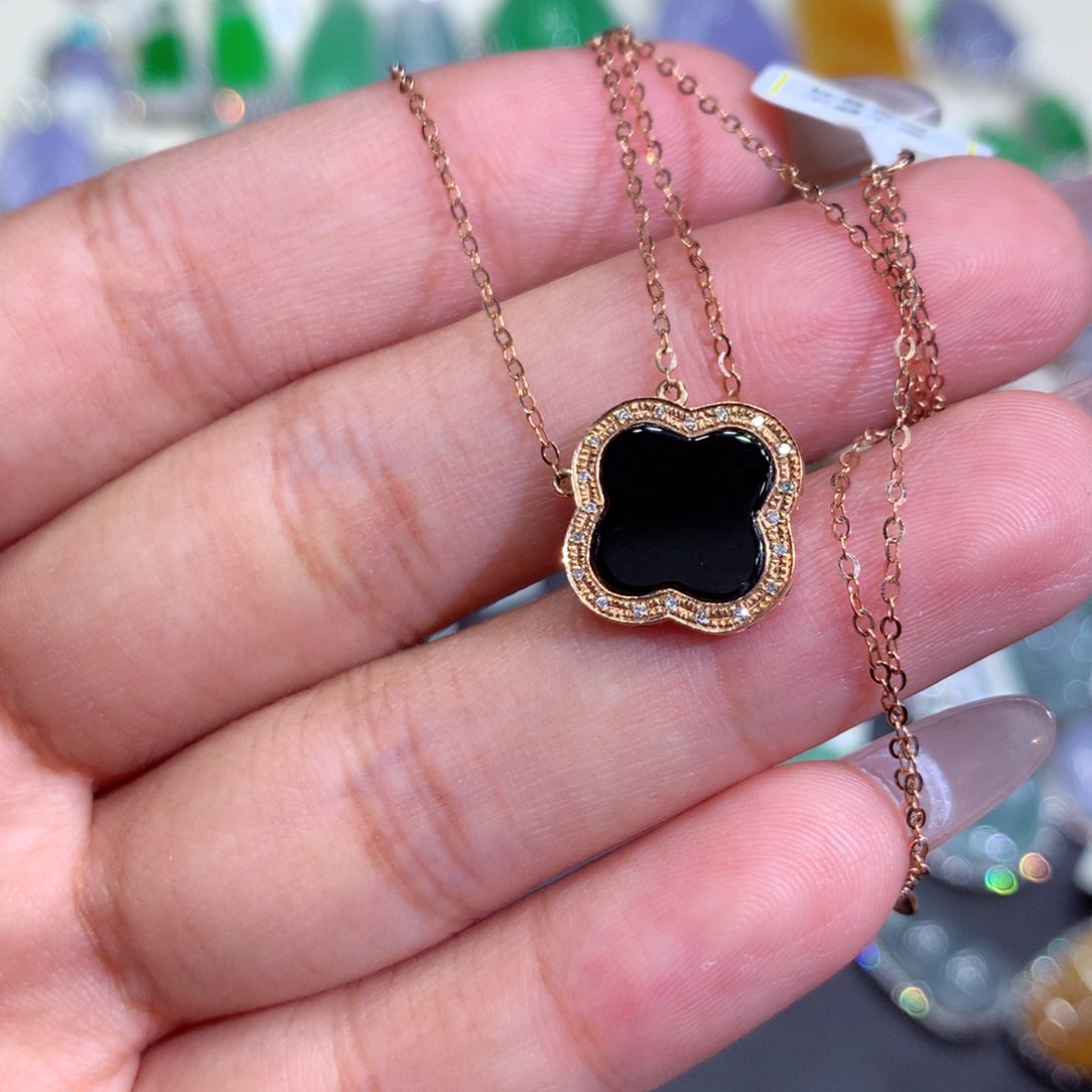 翡翠吊坠(赠链)18K金镶嵌