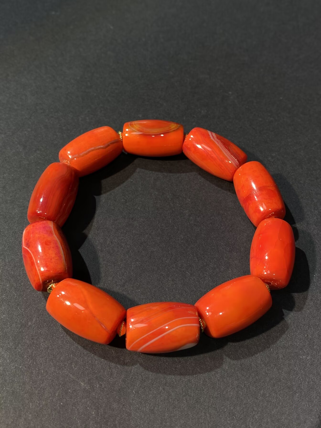 非金属珐琅手链 J5750  时尚精选光面红色椭圆手链