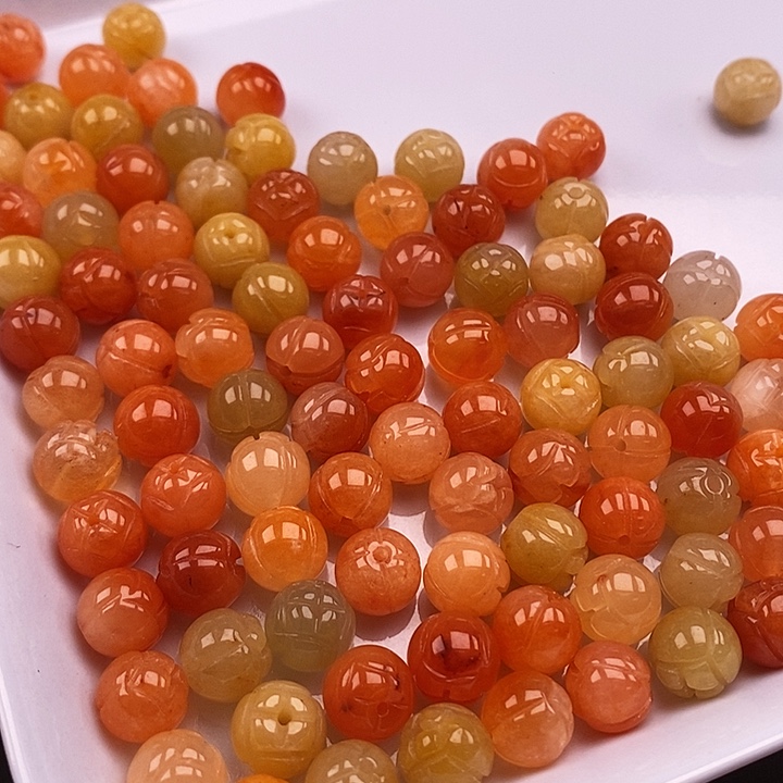 未镶嵌卡9.5金丝玉莲花22个玛瑙/玉髓