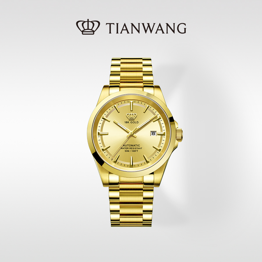 天王表恒隽系列情侣18K金标送福款51591情侣轻奢金色奢华防水高档