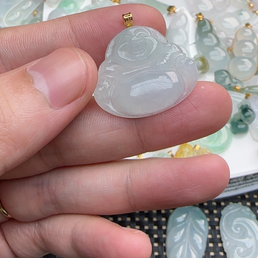 【闪购商品】翡翠吊坠(不含链)18K金镶嵌佛公