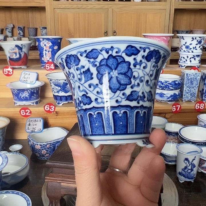 墨奈手绘陶瓷花盆