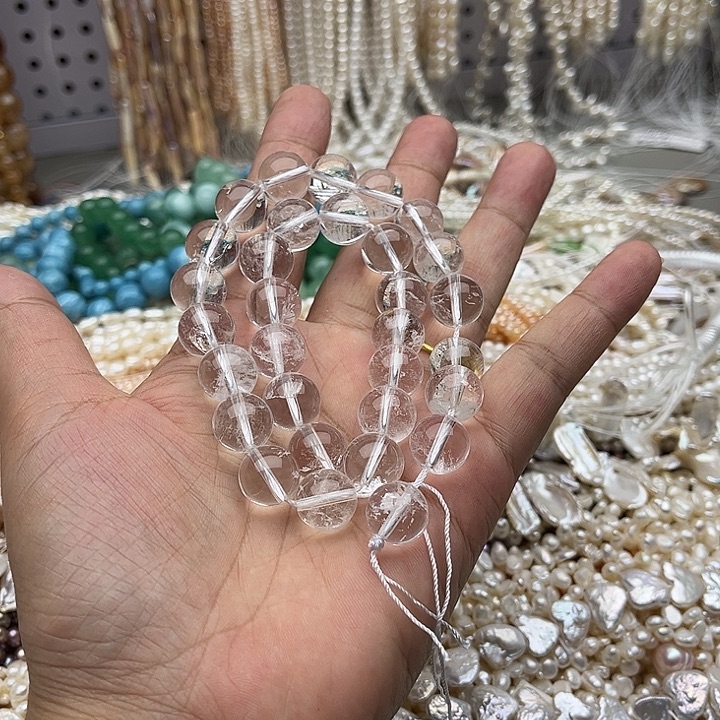 未镶嵌玛瑙/玉髓珠宝半成品一条12mm白水晶