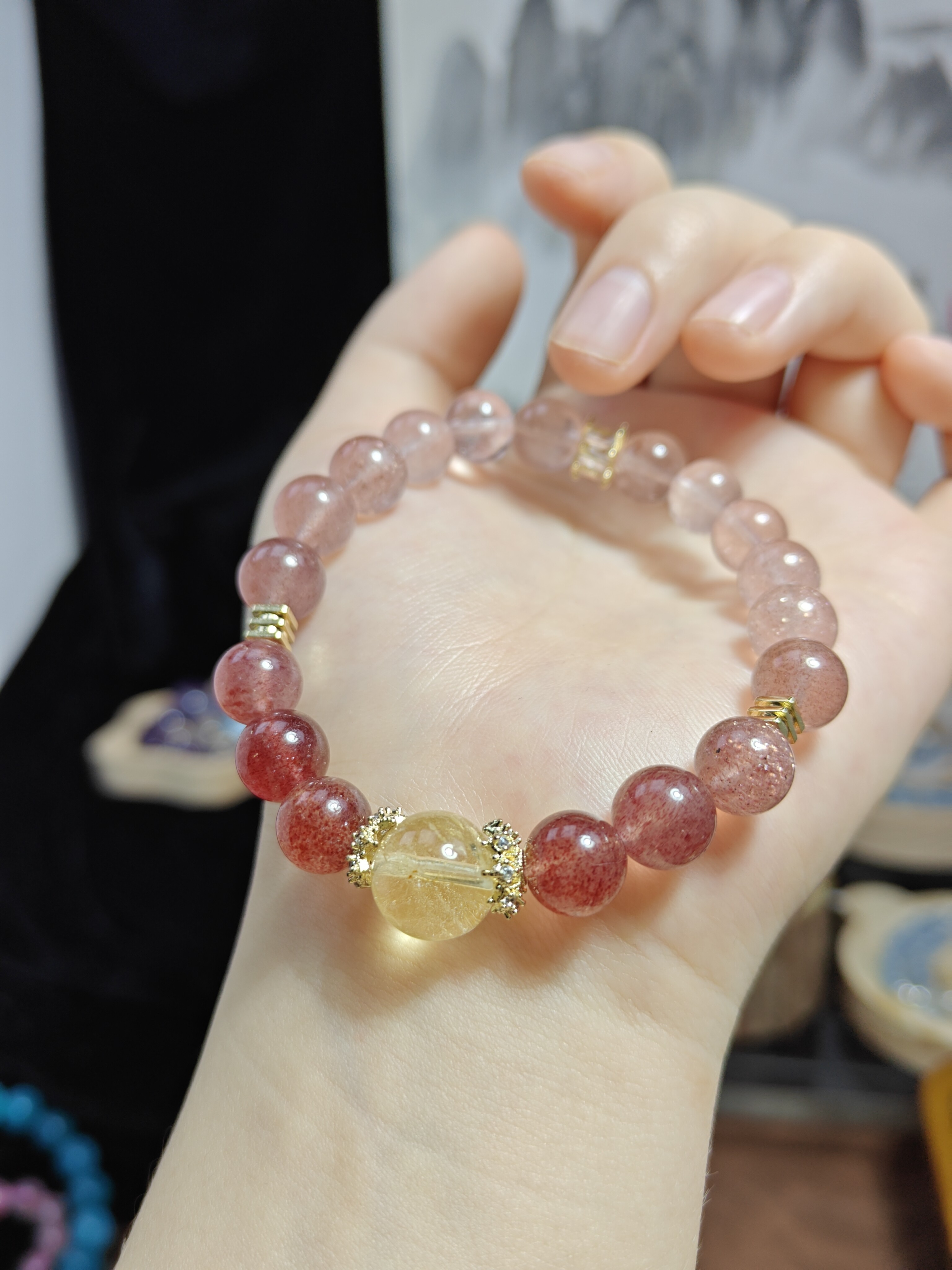 【草莓熊】渐变草莓串珠