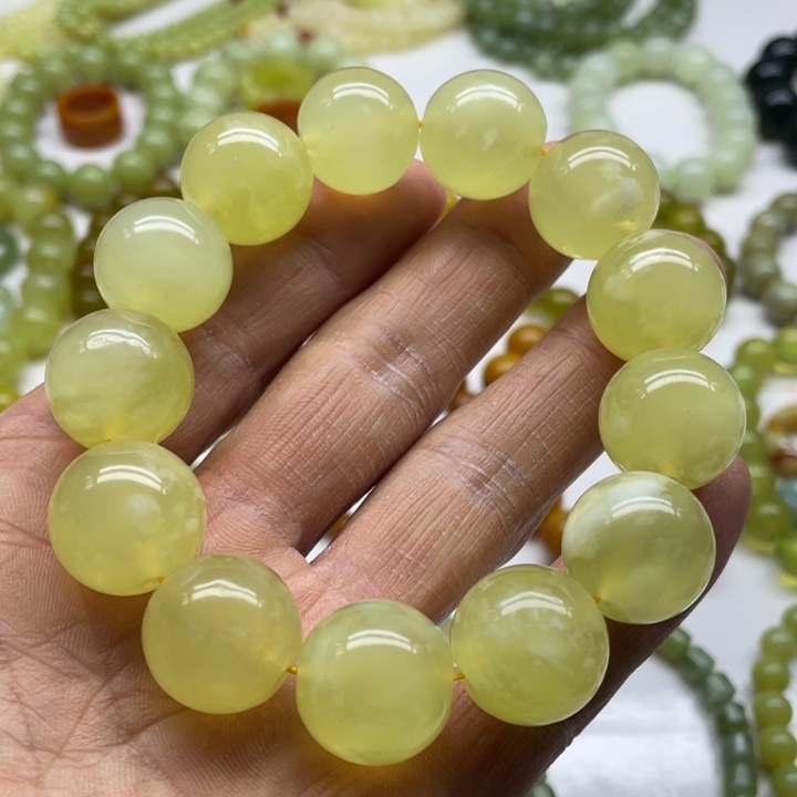 蛇纹石玉手串18+未镶嵌