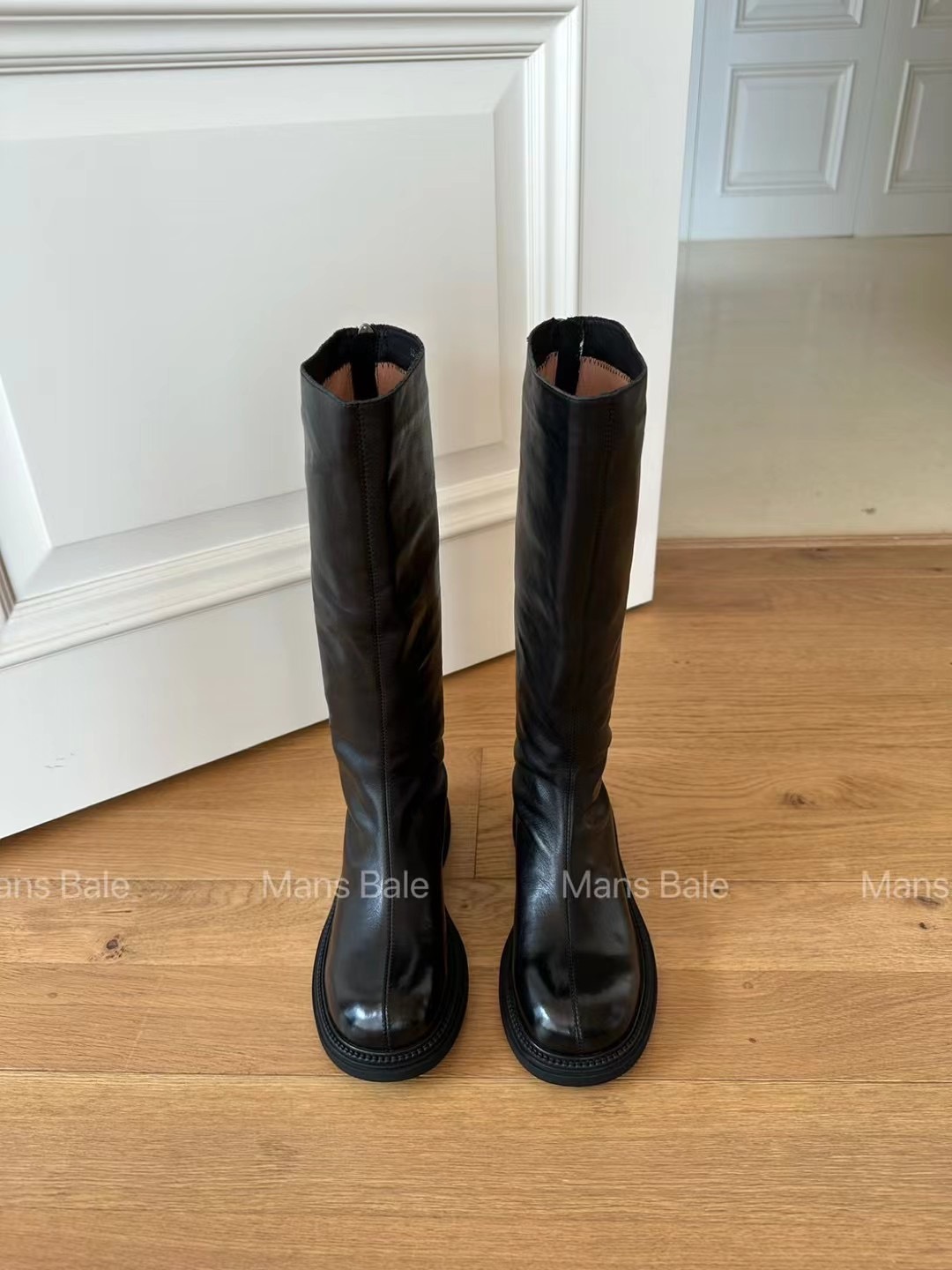 popo-55 手工牛皮长筒靴舒适又不失精致百搭圆头厚底擦色骑士靴