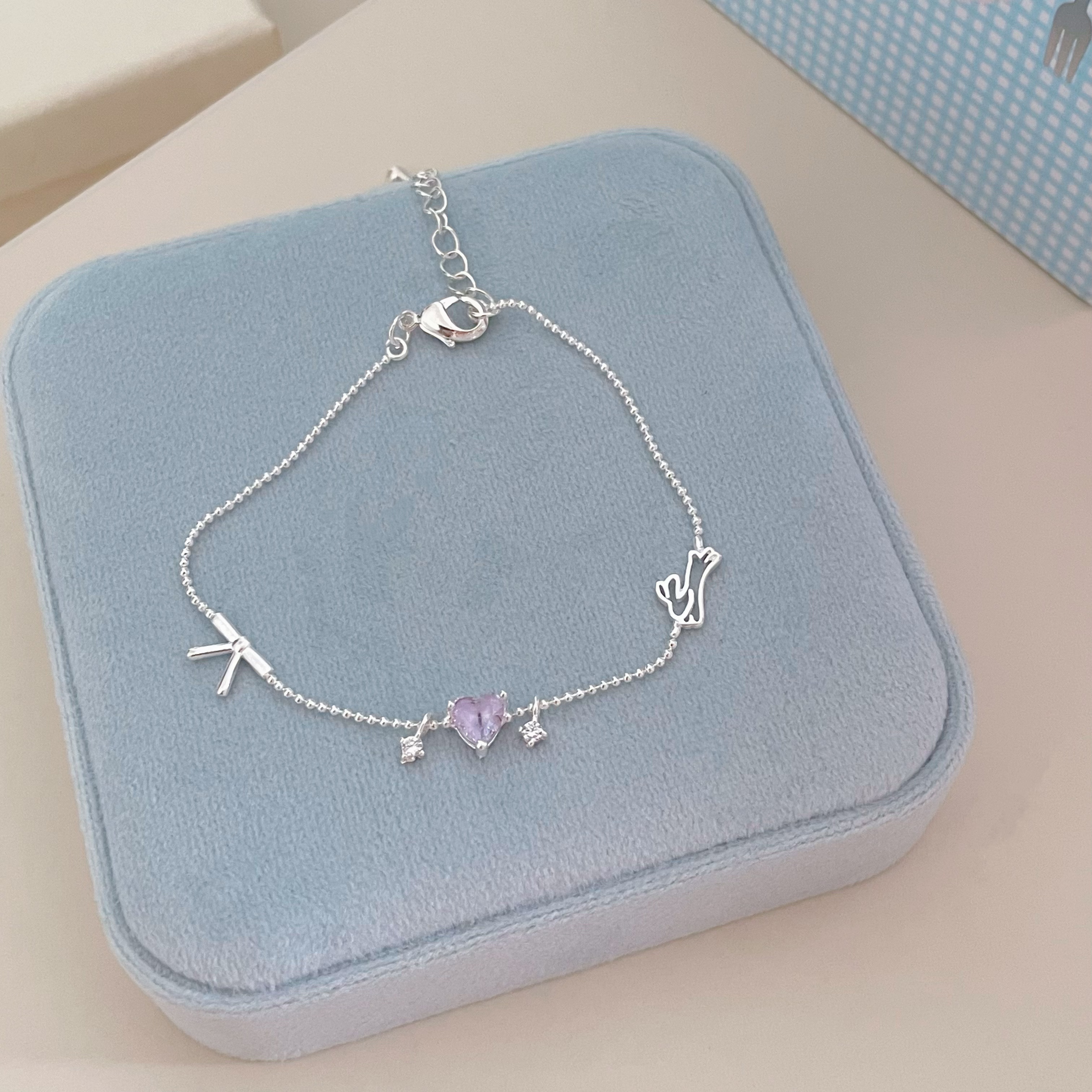 铜合金手链 S0509甜美梦幻可爱兔兔爱心锆石轻奢气质精致百搭手饰