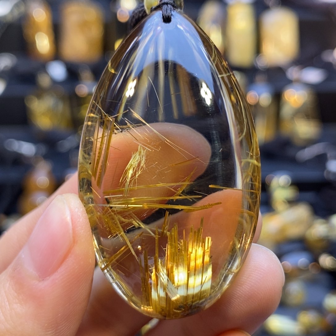 水晶颈饰未镶嵌天然水晶钛晶水滴吊坠