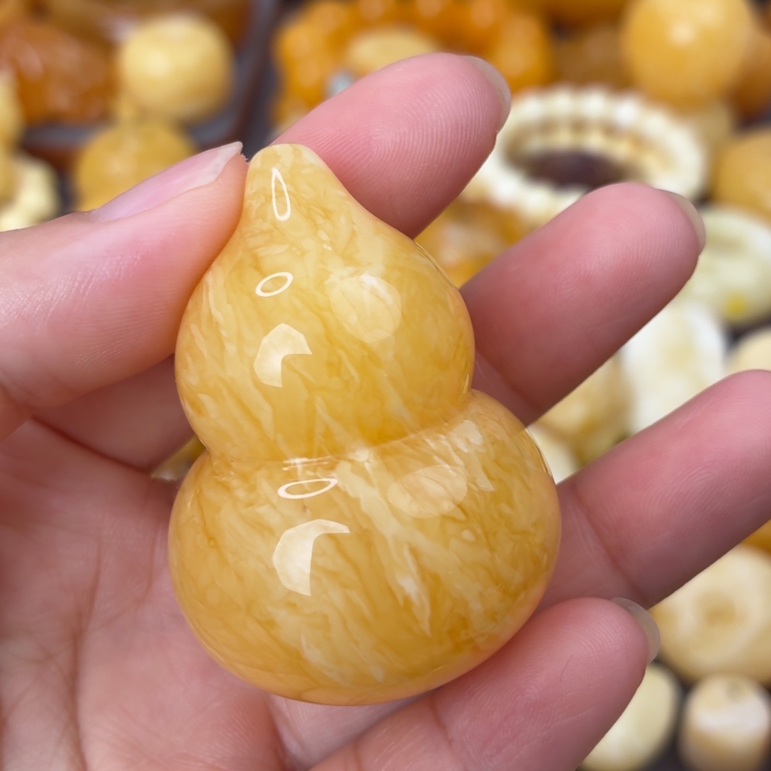 裸石琥珀未镶嵌虎皮葫芦微瑕