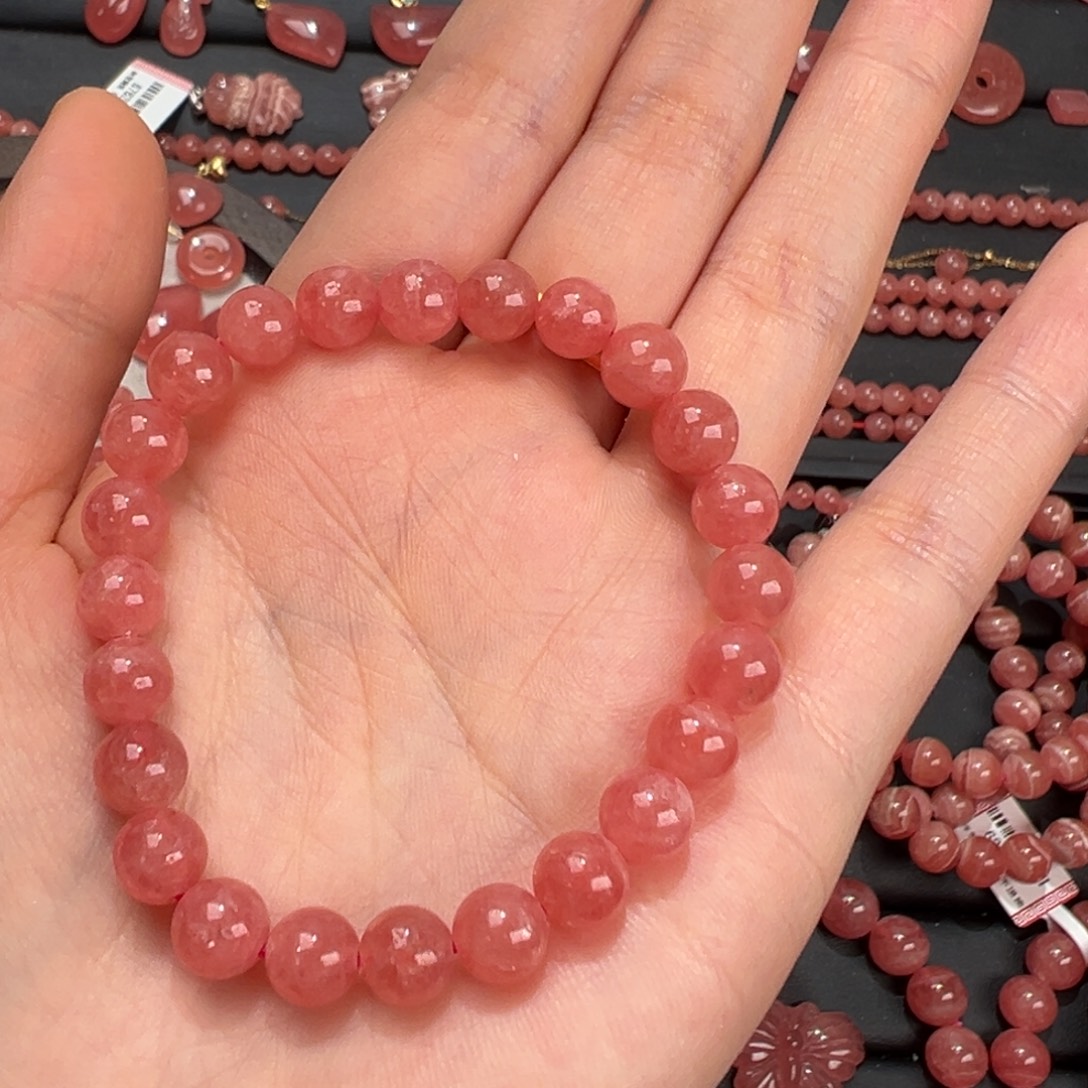 拉***辣菱锰矿（红纹石）未镶嵌手绳