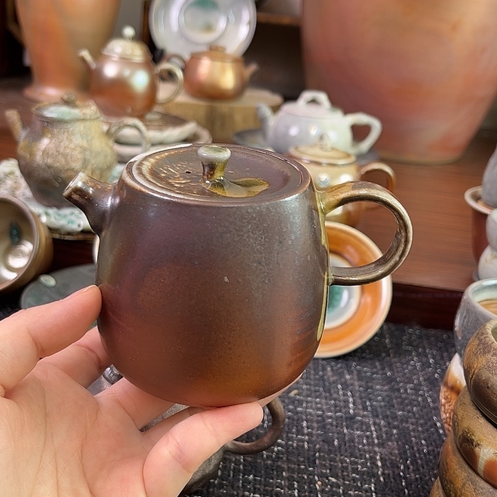 柴烧微微瑕泡茶壶