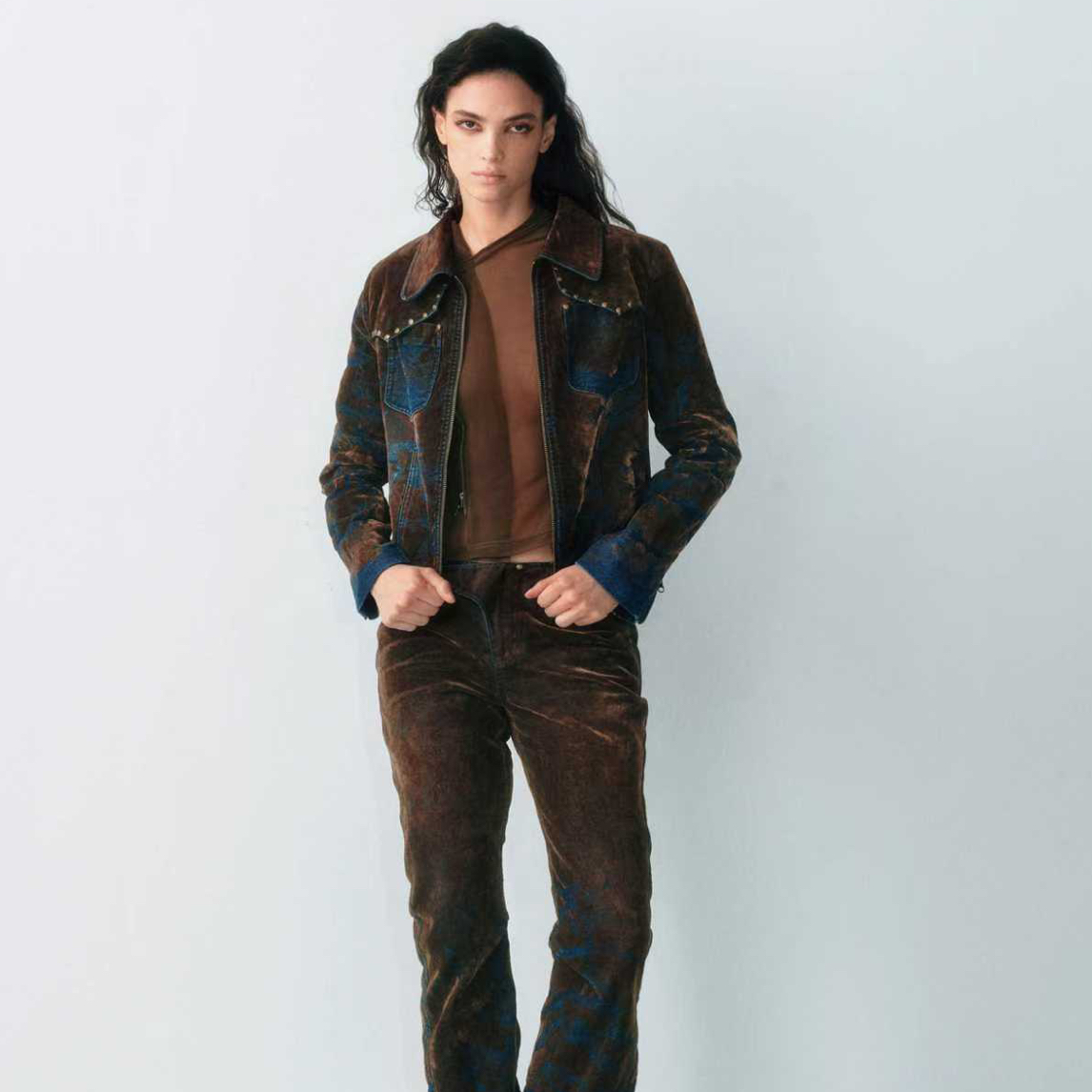 LUCENCY提花水洗旧牛仔外套 LEAFLEAF设计师品牌