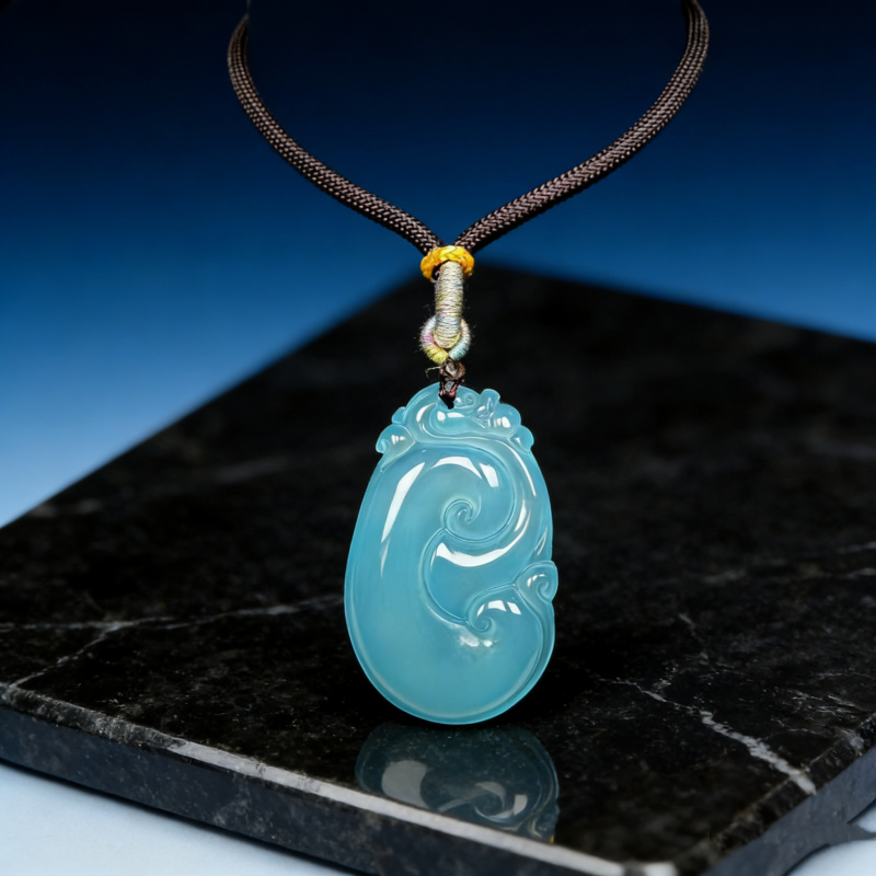 S057-天然  高端  大气   -时尚  蓝玉髓  如意吊坠（多样性发其一