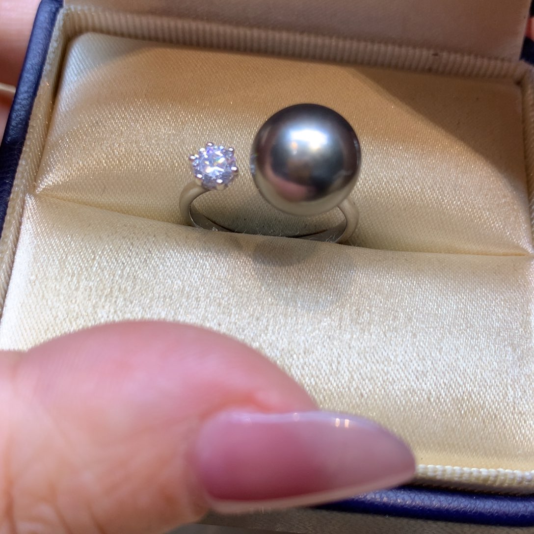 银S925镶嵌戒指海水珍珠