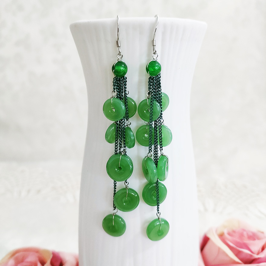 铜合金耳饰 民族风气质手工平安扣流苏耳环2050