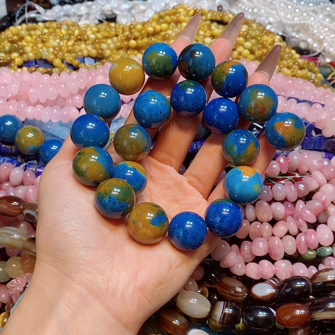 玛瑙/玉髓散珠20mm地球玛瑙一条