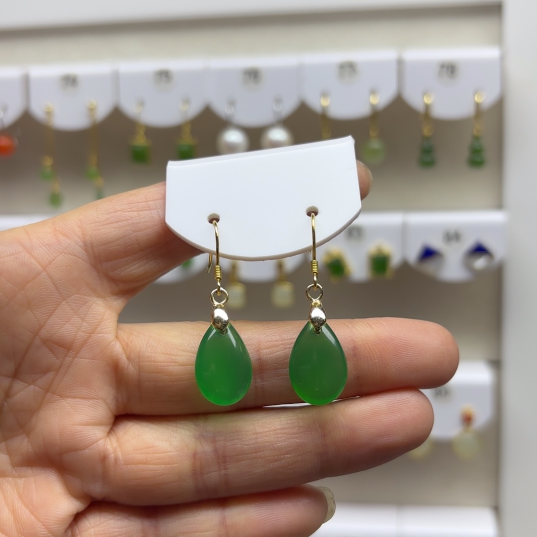 玛瑙/玉髓银S925镶嵌耳饰