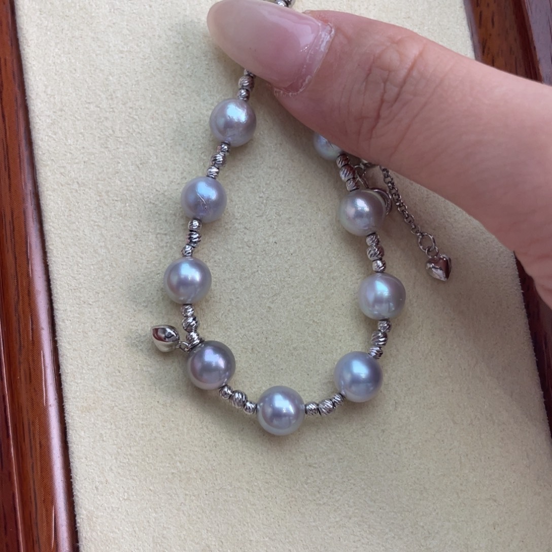 海水珍珠银S925镶嵌手链