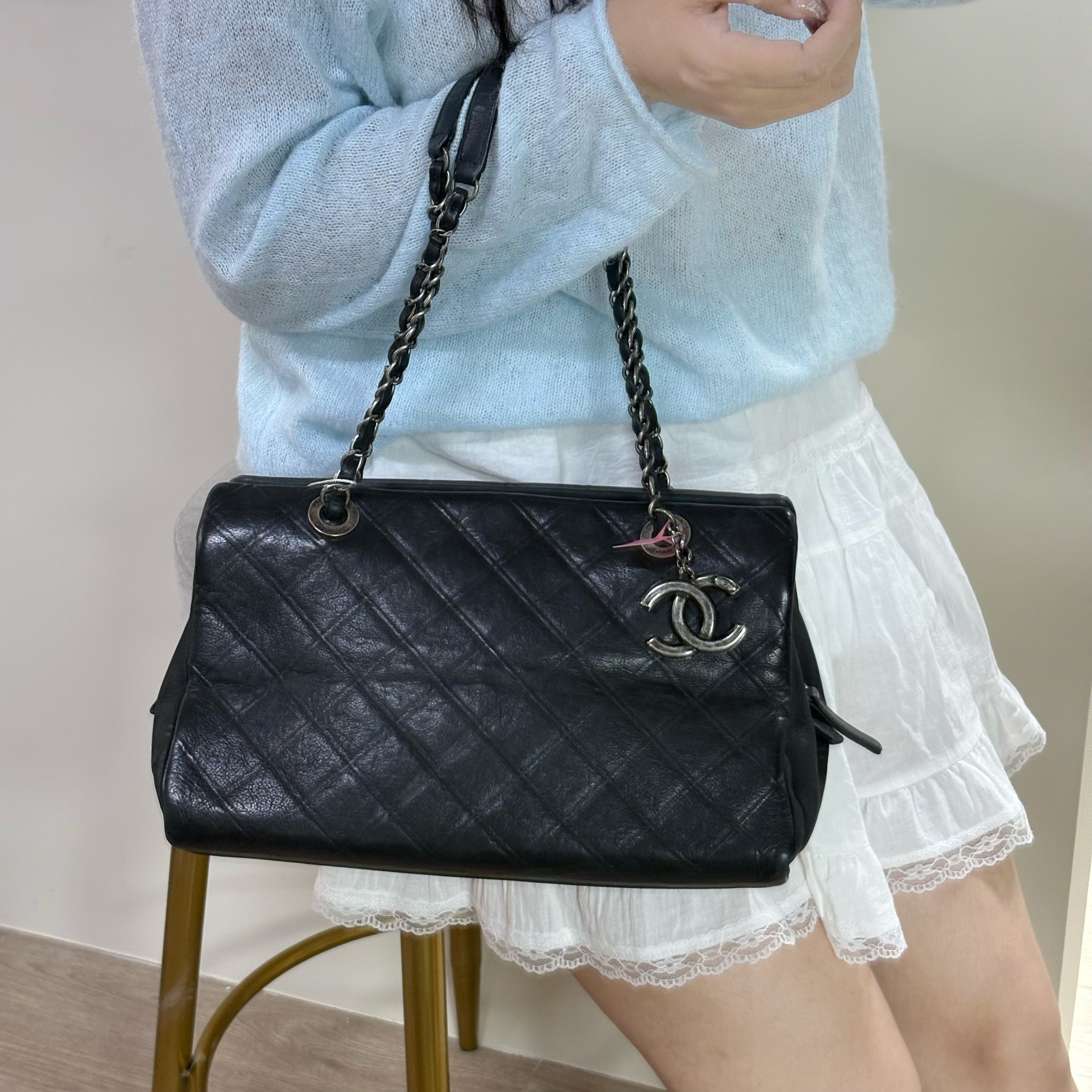 95新 Chanel/香奈儿 95新黑银托特包