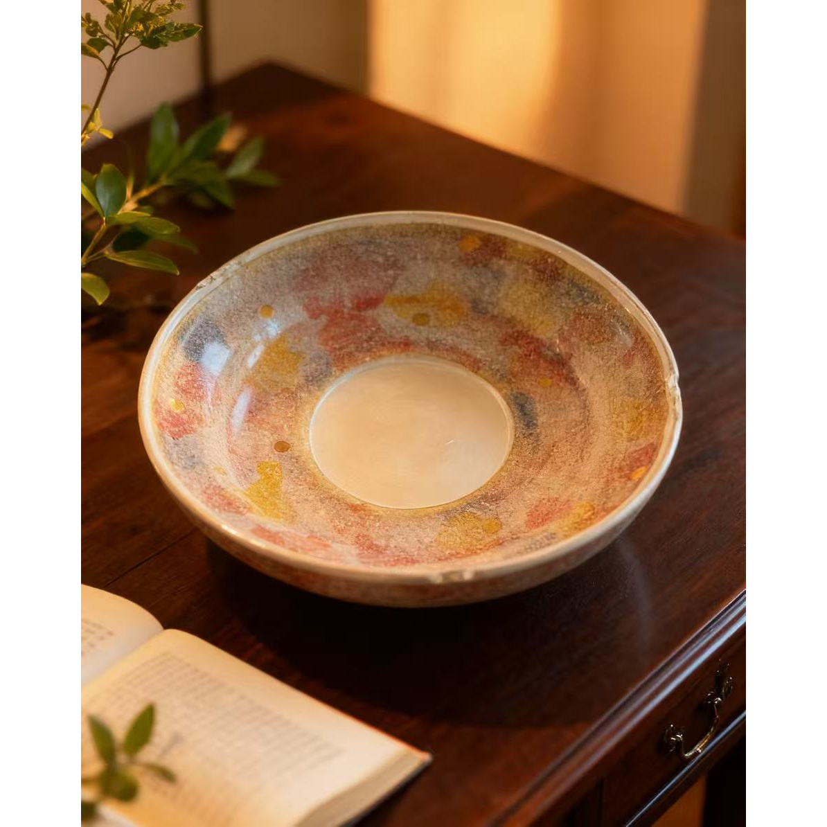 岩矿手工彩虹釉洒金壶承