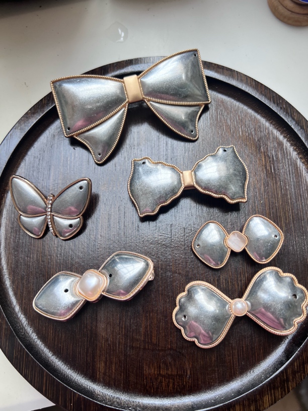 diy宋锦发夹材料带盖子蝴蝶结合集 如图共6套