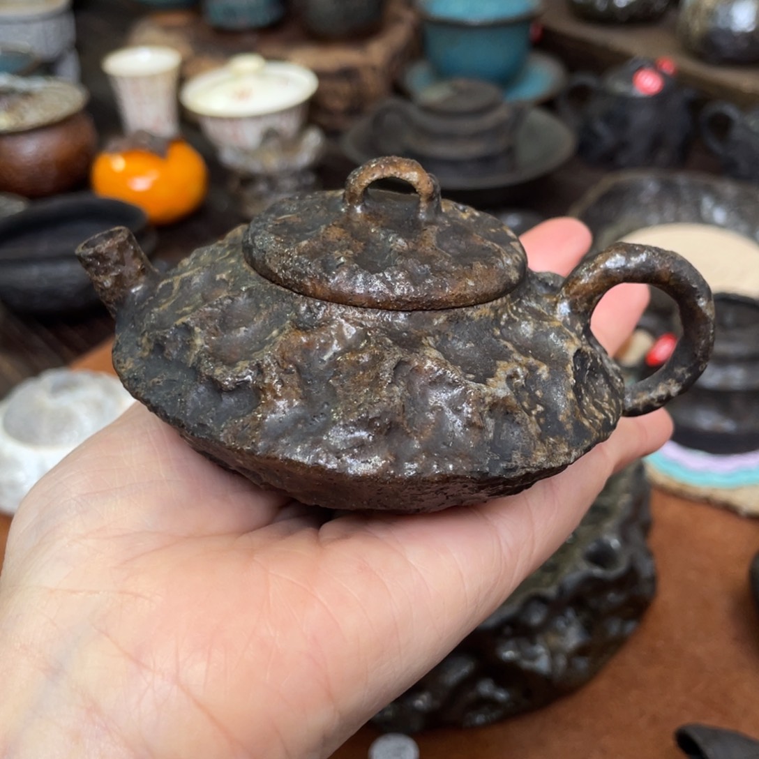 壶手工孤品飞碟合欢款柴烧茶器